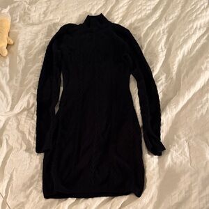Abercrombie & Fitch Black Long-Sleeve Turtleneck Knit Dress